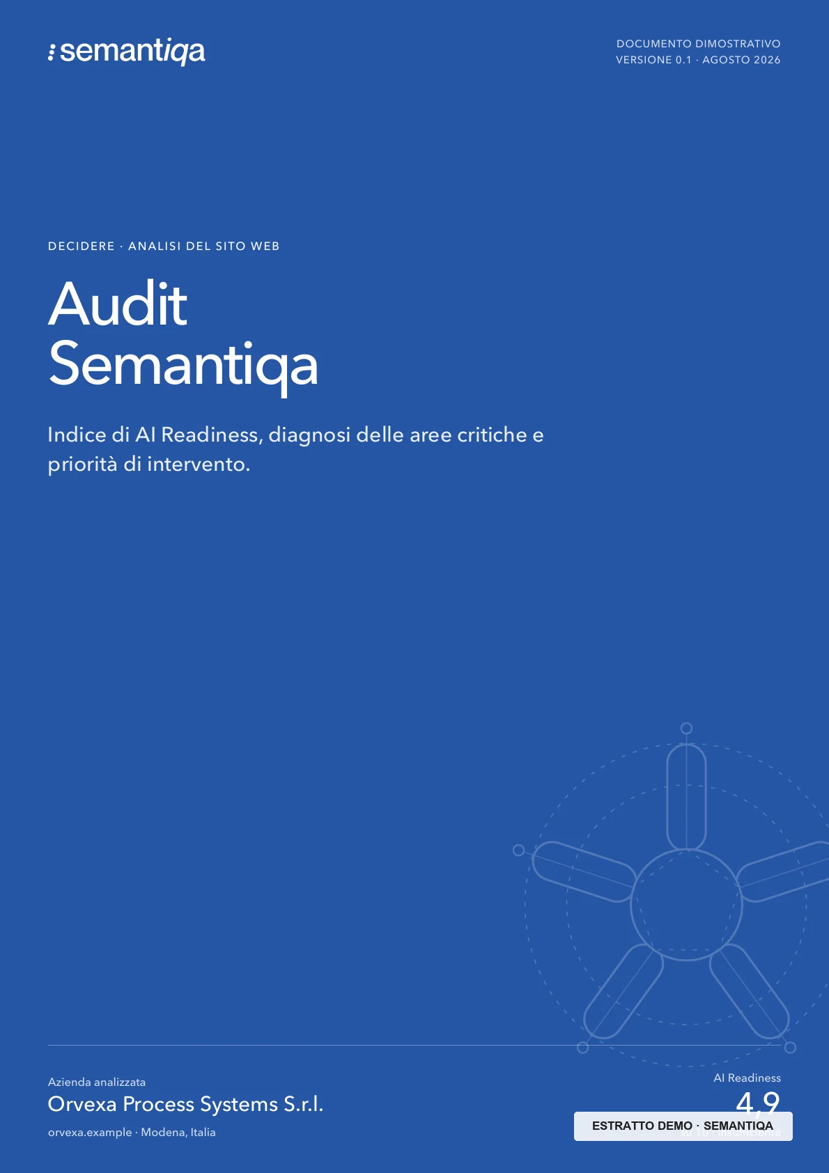 Copertina del report dimostrativo Audit Semantiqa